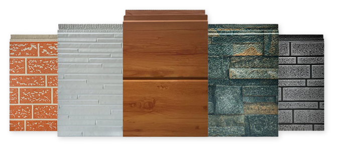 Decorative metal siding panel finishes