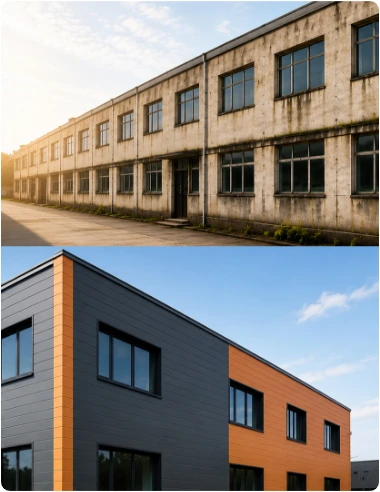 Exterior renovation before and after