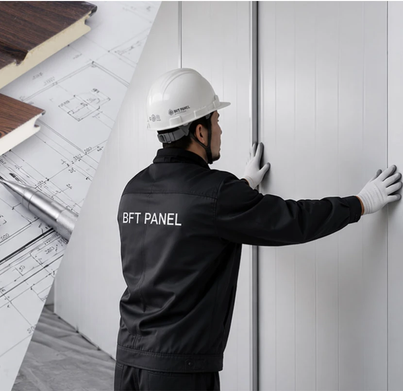 BFTPANEL technician installing wall panels